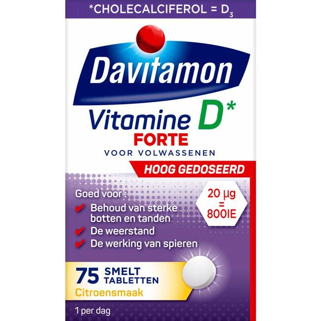 Vitamine D3 - Vitamine D Supplement - Forte Smelttablet 75