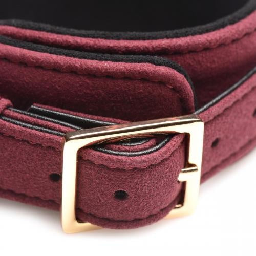 6-delige BDSM Suede Boeienset Met Collar En Riem - Bordeaux