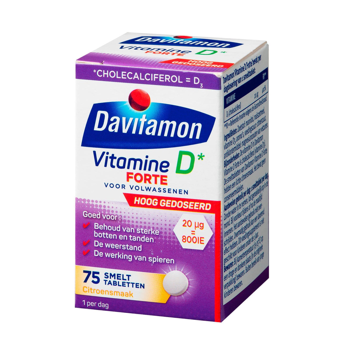 Vitamine D3 - Vitamine D Supplement - Forte Smelttablet 75