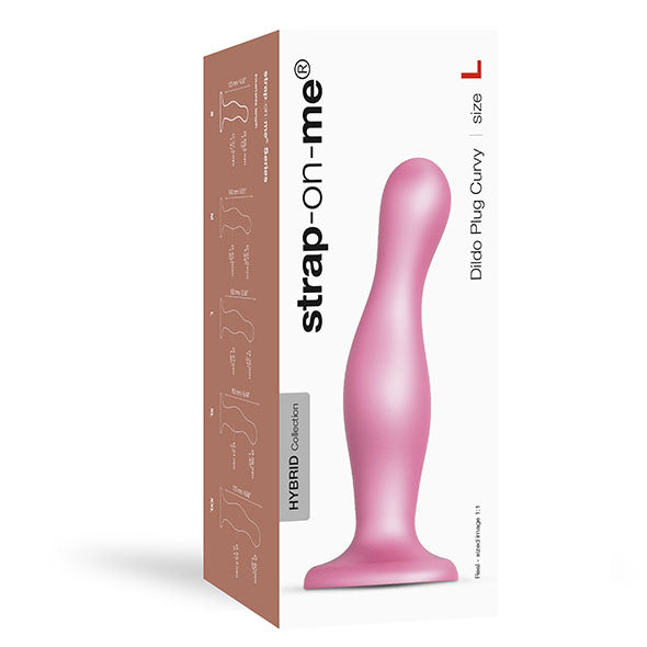 Strap-On-Me - Dildo Plug Curvy Metallic Sugar Pink L