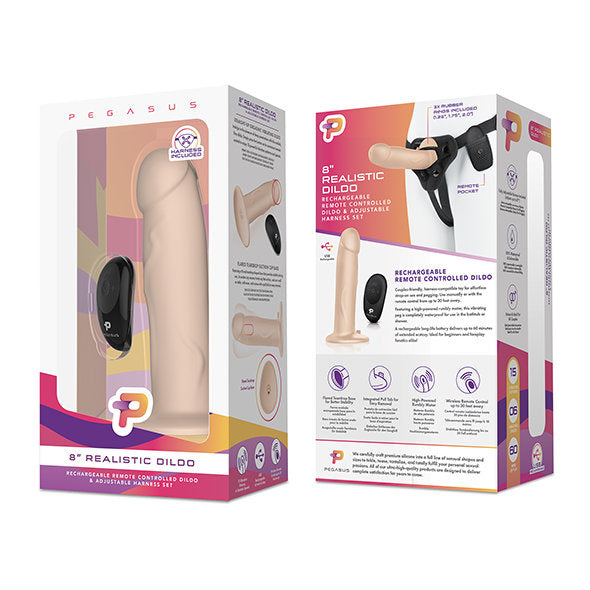 Pegasus - 8” Realistic Silicone Dildo With Harness Included