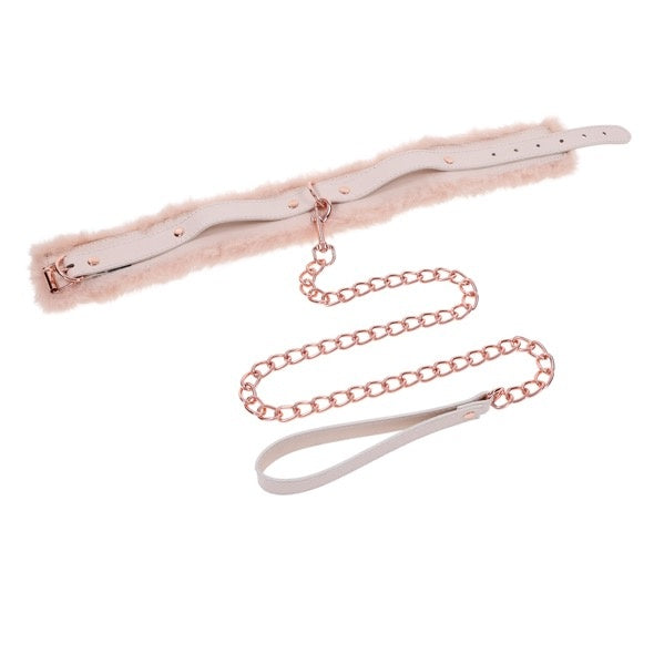 Sportsheets - S&M Peaches ‘n CreaMe Fur Collar & Leash Cream